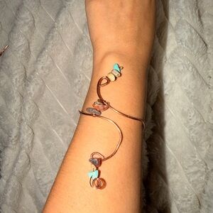 Elegant Copper Wire Bracelet with Multicolor Stones
